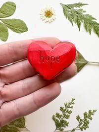 Image 1 of Hope - Mini Wood Burned Heart