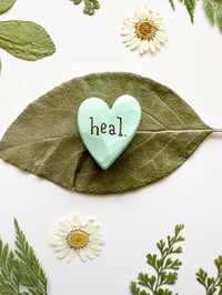 Image 3 of Heal - Mini Wood Burned Heart