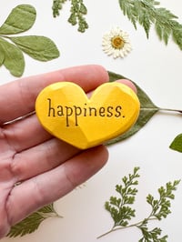 Image 1 of Happiness - Mini Wood Burned Heart