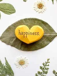 Image 3 of Happiness - Mini Wood Burned Heart