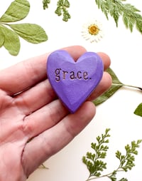 Image 1 of Grace - Mini Wood Burned Heart