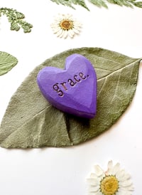 Image 2 of Grace - Mini Wood Burned Heart