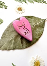 Image 2 of Feel it All - Mini Wood Burned Heart