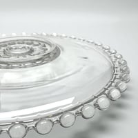 Image 4 of Plat Art Déco en verre bordure perlé vintage 1900 - Plateau en verre bord perles 