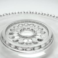 Image 5 of Plat Art Déco en verre bordure perlé vintage 1900 - Plateau en verre bord perles 