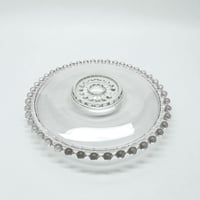 Image 7 of Plat Art Déco en verre bordure perlé vintage 1900 - Plateau en verre bord perles 