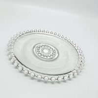 Image 2 of Plat Art Déco en verre bordure perlé vintage 1900 - Plateau en verre bord perles 
