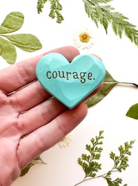 Image 1 of Courage - Mini Wood Burned Heart