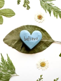 Image 3 of Believe - Mini Wood Burned Heart