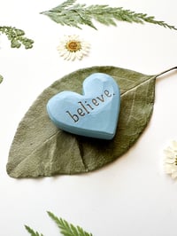 Image 2 of Believe - Mini Wood Burned Heart