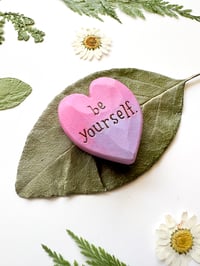 Image 2 of Be Yourself - Mini Wood Burned Heart