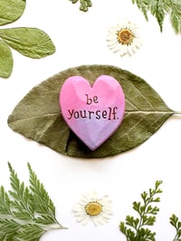 Image 3 of Be Yourself - Mini Wood Burned Heart
