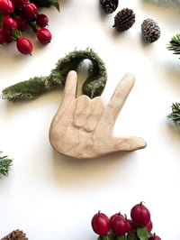 Image 2 of Handmade Maple ILY Hand Ornament