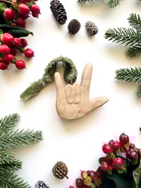 Image 3 of Handmade Maple ILY Hand Ornament