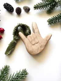 Image 4 of Handmade Maple ILY Hand Ornament