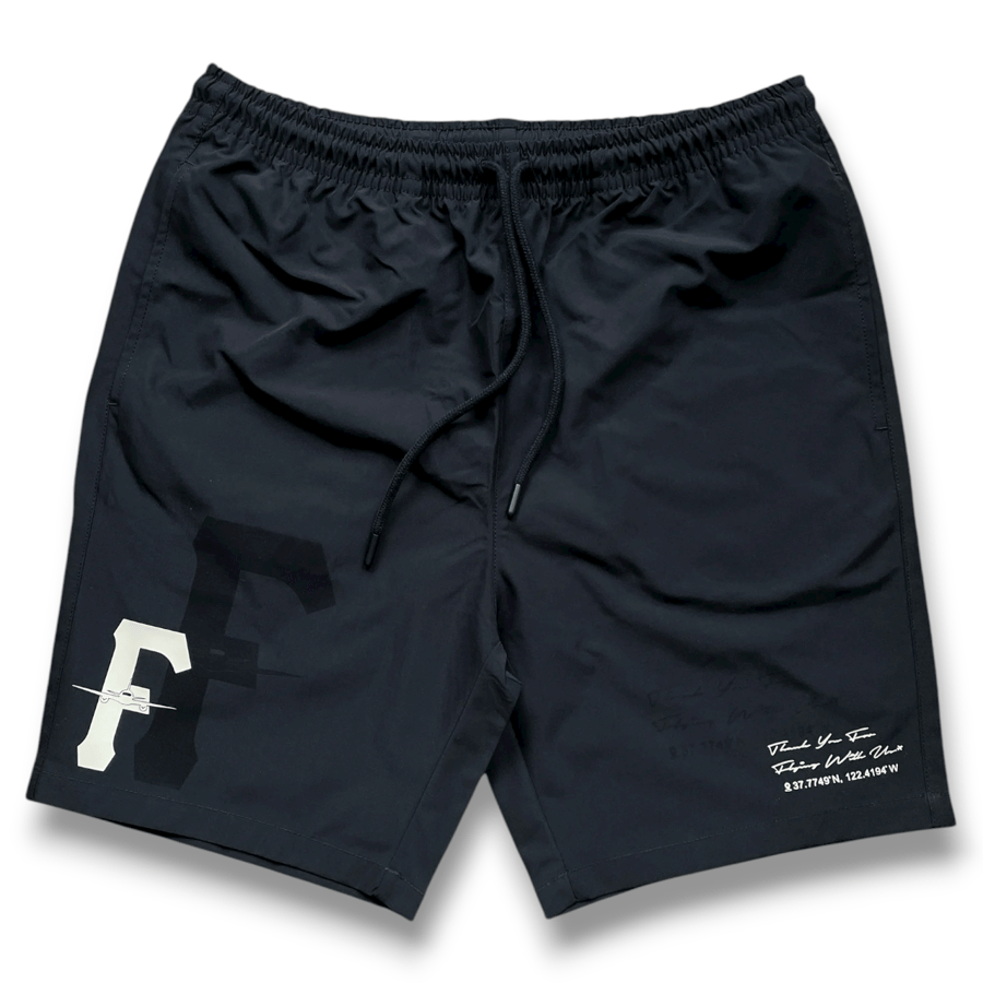 Image of FlyTimez "Coordinates" Shortz w/ Water Activated Shadow Print (Black)