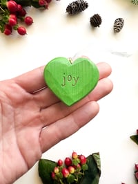 Image 2 of Handmade Mini Wood Burned Heart Ornament
