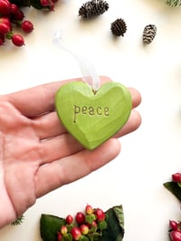 Image 3 of Handmade Mini Wood Burned Heart Ornament