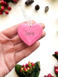 Image 4 of Handmade Mini Wood Burned Heart Ornament