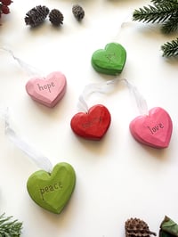 Image 7 of Handmade Mini Wood Burned Heart Ornament