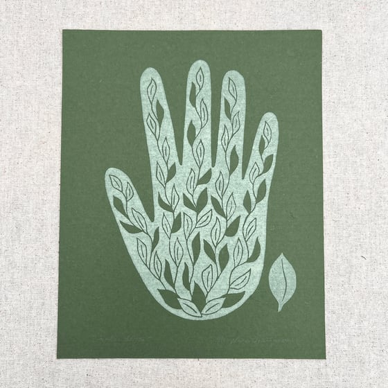 Image of Hand in Bloom (sage on green)