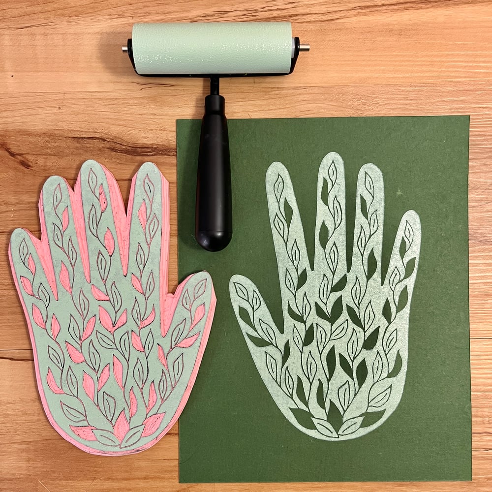 Image of Hand in Bloom (sage on green)