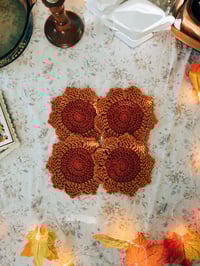 Image 1 of Autumn Sunflower Coasters - Dara's Cozy Crochet
