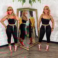 Image 1 of Black Crop Jogger Set 