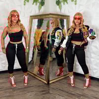 Image 2 of Black Crop Jogger Set 