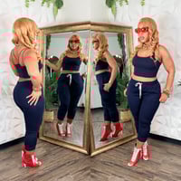 Navy Blue Crop Jogger Set 