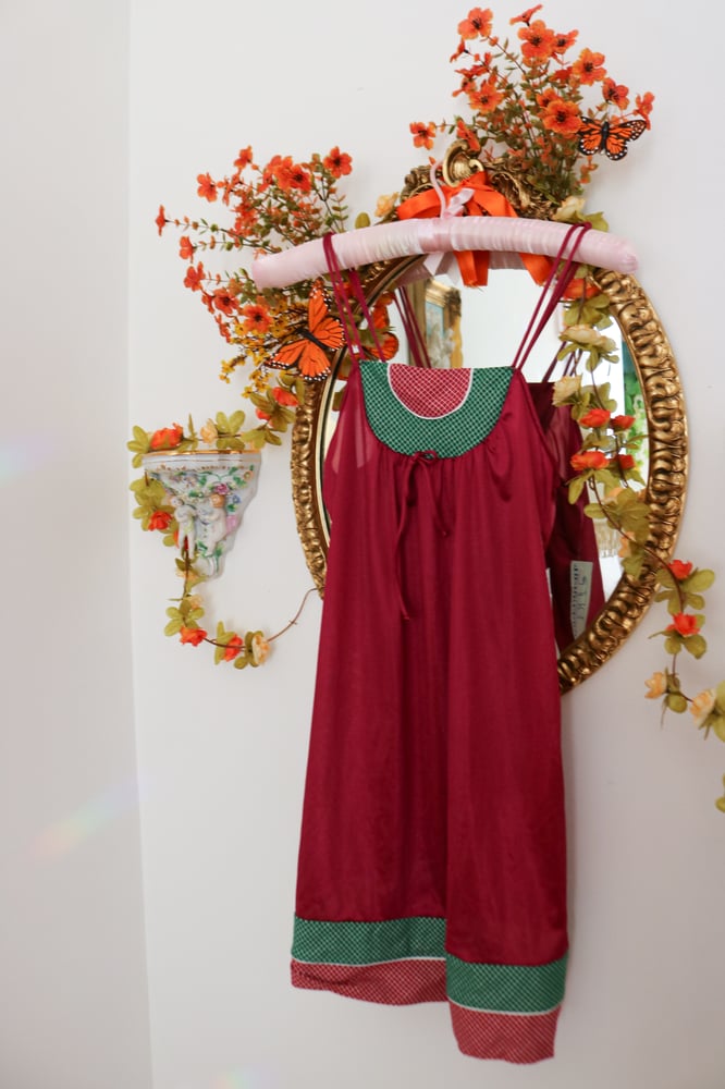 Image of NWTS 1970s Berkleigh Juniors Wine Red Mini Gown (Small)