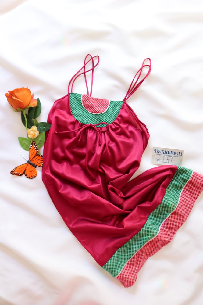 Image of NWTS 1970s Berkleigh Juniors Wine Red Mini Gown (Small)