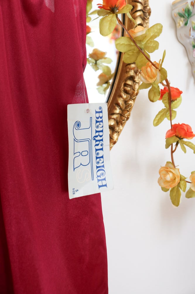 Image of NWTS 1970s Berkleigh Juniors Wine Red Mini Gown (Small)