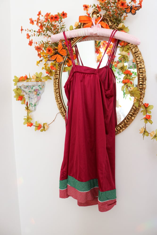 Image of NWTS 1970s Berkleigh Juniors Wine Red Mini Gown (Small)