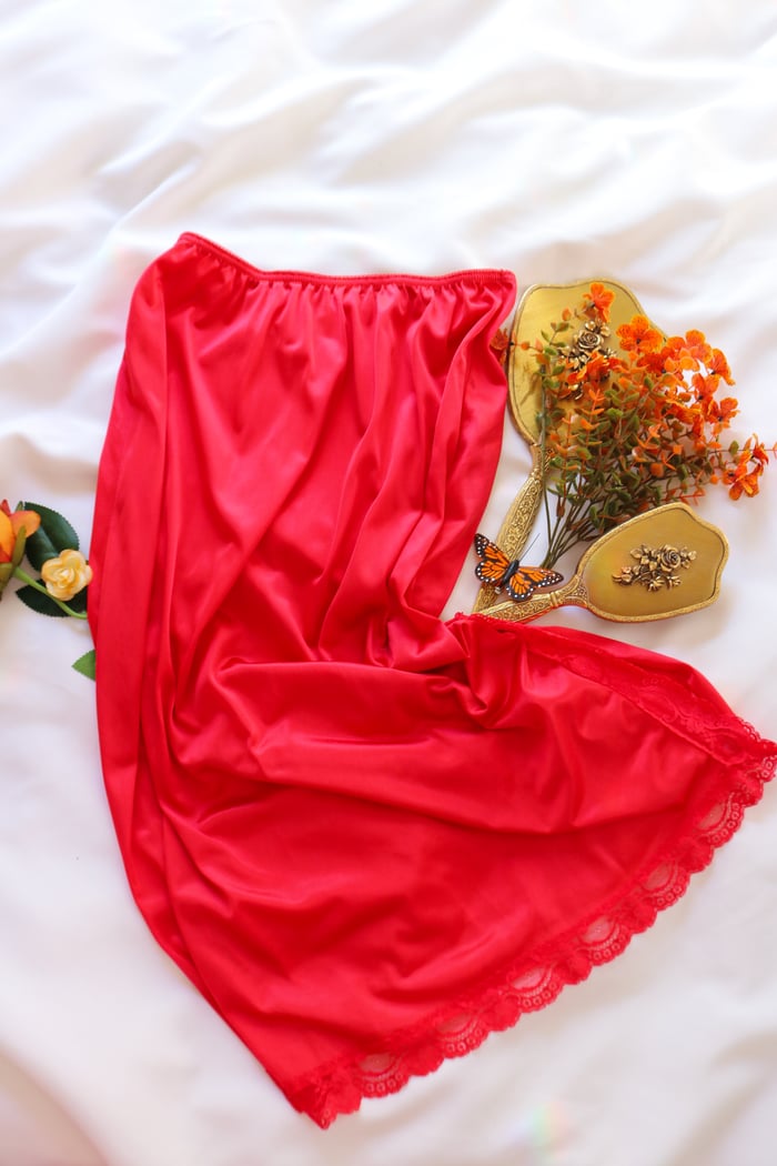 Vintage 1970s Ashley Taylor Lipstick Red Half Slip (Large)