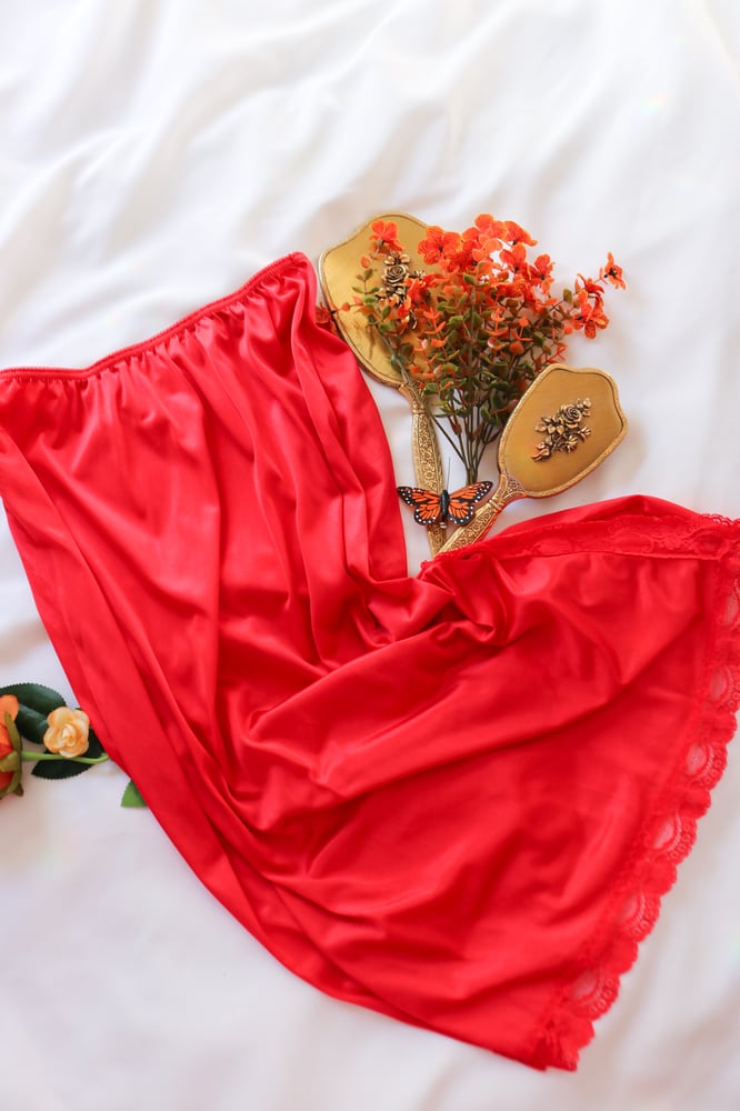 Image of Vintage 1970s Ashley Taylor Lipstick Red Half Slip (Large)