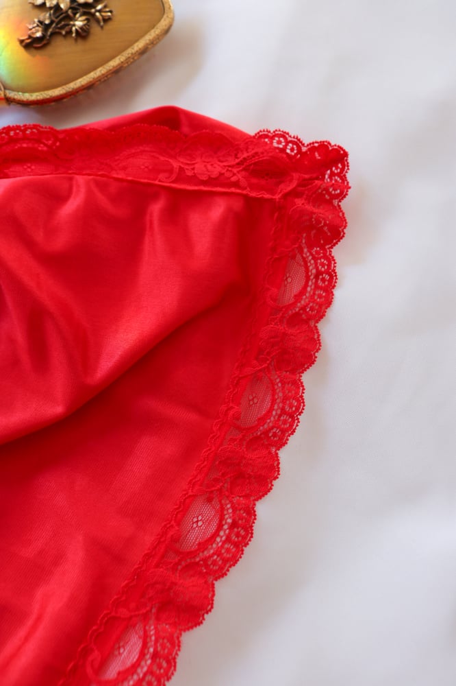 Image of Vintage 1970s Ashley Taylor Lipstick Red Half Slip (Large)