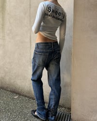 Image 3 of LEATHER STRAP RELAXED JEANS