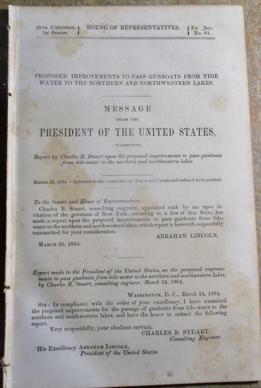 #137-CIVIL WAR SALE: HOUSE OF REPRESENTATIVES SPEECH BY LINCOLN RE: EXPANDED WATERWAYS ~$20 MILLION