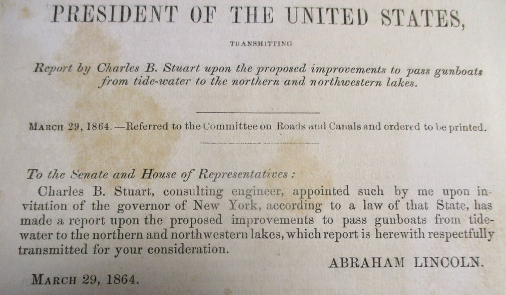 #137-CIVIL WAR SALE: HOUSE OF REPRESENTATIVES SPEECH BY LINCOLN RE: EXPANDED WATERWAYS ~$20 MILLION