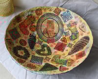 Image 2 of Christmas Paper Mache Bowl | Handmade Festive Decorative Bowl with Cat and Holiday Motifs