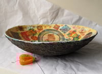 Image 4 of Christmas Paper Mache Bowl | Handmade Festive Decorative Bowl with Cat and Holiday Motifs