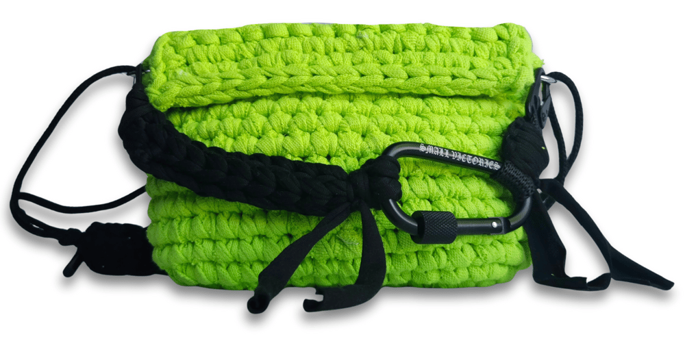 Image of SPURGE – Neon Green Adjustable over the shoulder crossbody mini messenger bag recycled textiles