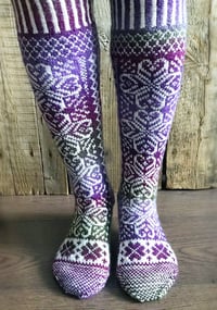 Image 2 of Wool knee socks - Purple - Ready to ship