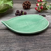 Image 2 of Soft Green Ceramic Leaf Trinket/Ring Dish