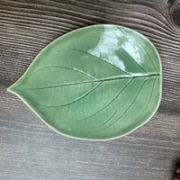 Image 1 of Soft Green Ceramic Leaf Trinket/Ring Dish