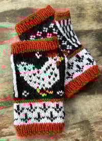 Image 1 of “Matilda” fingerless mittens - Rust - Ready to ship