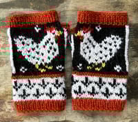 Image 2 of “Matilda” fingerless mittens - Rust - Ready to ship