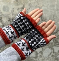 Image 3 of “Matilda” fingerless mittens - Rust - Ready to ship