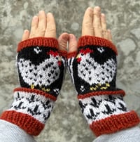 Image 4 of “Matilda” fingerless mittens - Rust - Ready to ship